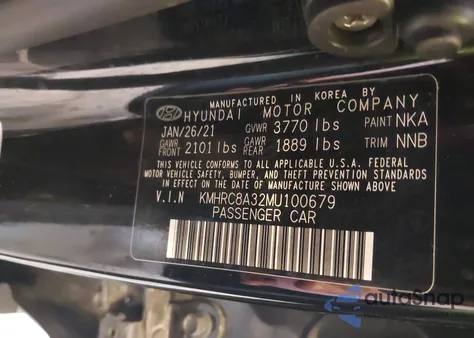 2021 Hyundai Venue Sel из США, поврежденный, VIN KMHRC8A32MU100679